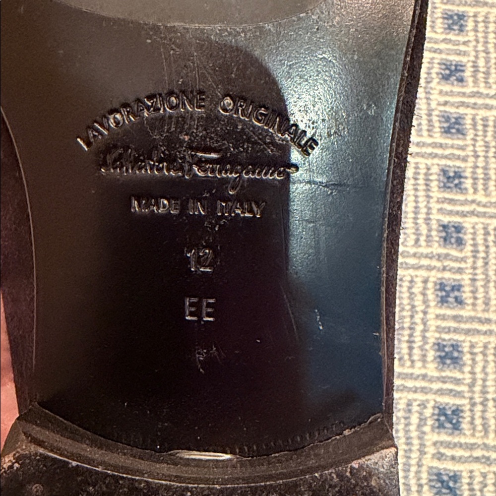 Salvatore Ferragamo "Lavorazione Originale" Black Suede Loafers - 12 EE Wide - Picture 7 of 9